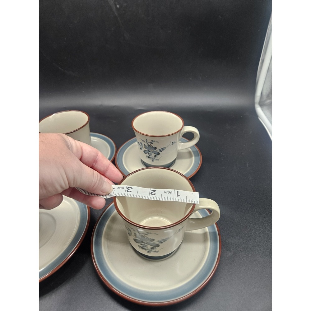 Vintage Noritake Stoneware Pleasure Tea Cup And Saucers Set Of 4 - Picture 7 of 7